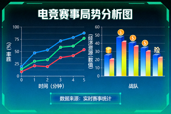 电竞赛事局势胜率走势曲线与经济资源控制分析图