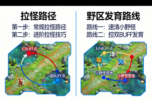 DOTA2 拉怪与野区发育路线拆解示意图