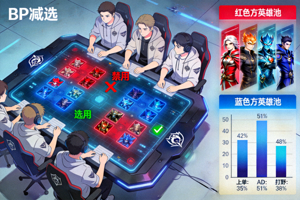 职业联赛 BP 禁选阶段教练组战术板与英雄池分析